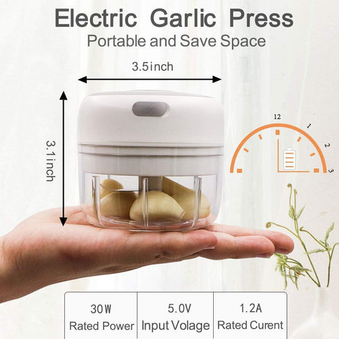 Mini Garlic Chopper, Powerful Electric Food Processor for Garlic and Onion, White