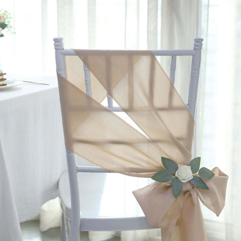 5 6x108 Efavormart PCS Nude Polyester Chair Sashes Tie Bows for Wedding Events Decor Chair Bow Sash Party Decor
