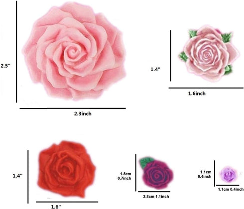Large Rose Mold Silicone, Flower and Leaves Fondant Cake Molds for Decoration