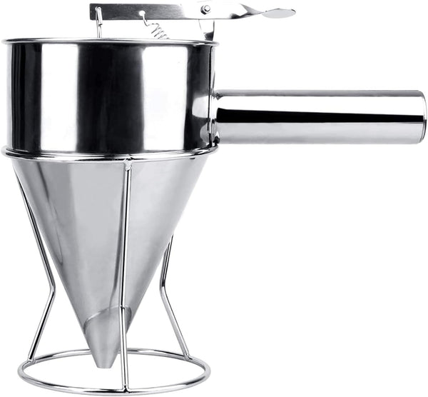 MyLifeUNIT Stainless Steel Pancake Batter Dispenser, Funnel Dispenser with Stand for Baking