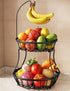 SAYZH 2-Tier Fruit Basket Bowl Stackable Vegetable Storage with Banana Tree Hanger Stand