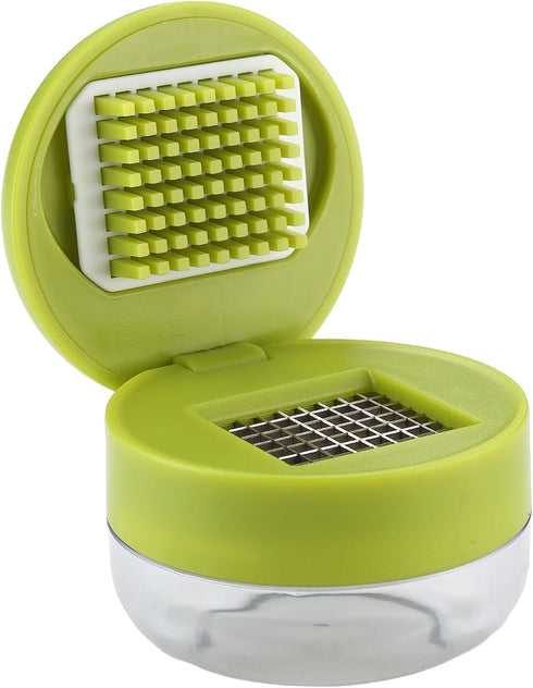 DOSMAMZ 2PCS 2PCS Garlic Presses, Garlic Chopper, Stainless Steel Blades Cutter, Crusher, Mincer, and Storage Container