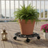 12" 1 Comfy Hour Cast Iron Plant Caddy with Wheels, Heavy Duty Rolling Flower Pot Stand, Decorative Victorian Style