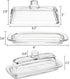 Set 2 2-Piece Hedume of Glass Butter Dish with Handled Lid, Classic Clear Design Butter Keeper, Food Safe