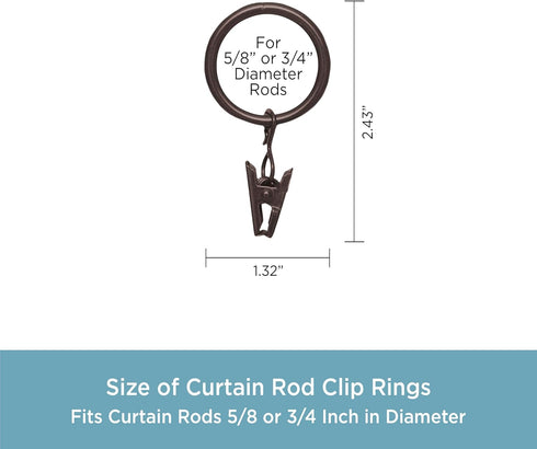 Kenney Brown Clip Curtain Ring, 5/8 In. To 3/4 In. (14-Pack)