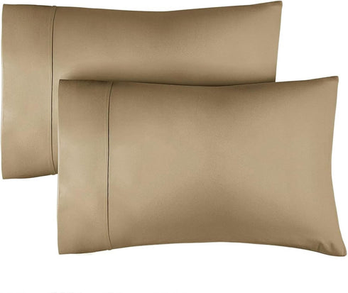 100% Cotton Pillow Cases Queen Size, Cooling & Soft Pillowcase Covers Set of 2 - 400 Thread Count (Beige)