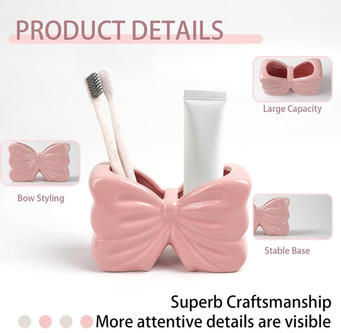 2-Slot Set, Counter Bow Toothbrush Holder Toothbrush and Toothpaste Holder Cute Toothbrush Holder Bathroom Organizer