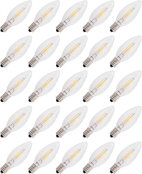 Creative Hobbies 25-Pack LED Replacement Light Bulbs, 7 Watt Equivalent Candelabra for Electric Candle Lamps
