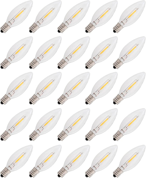 Creative Hobbies 25-Pack LED Replacement Light Bulbs, 7 Watt Equivalent Candelabra for Electric Candle Lamps