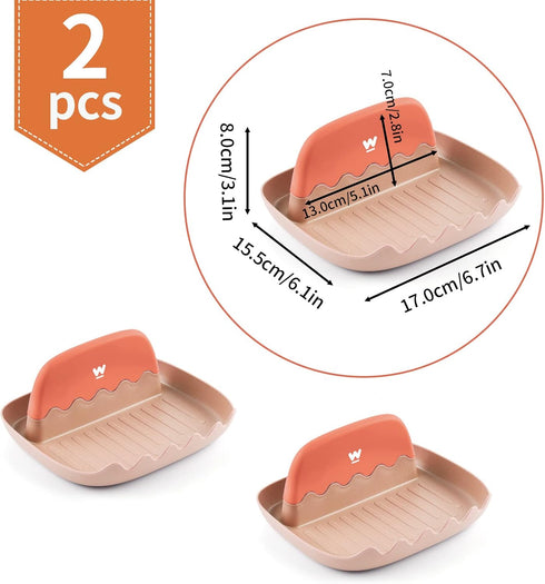 Spoon and Lid Rest - 2 Packs Spoon Rest with Lid Holder, Neat & Drip-Free Spoon Rest for Countertop Stove Top, Heat-Resistant Utensil Rest for Spoons, Pot Lids, Spatulas, Utensils, Forks (Pink)