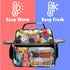 opux Insulated Lunch Bag for Women, Adult Cooler, Flower Lunch Box, Dual Compartment, Floral Gray