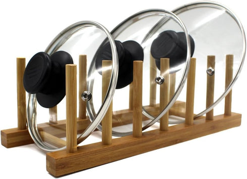 INNERNEED Bamboo Wooden Plate Racks, Dish Stand Holder, Kitchen Storage Organizer for Dish/Plate/Bowl/Cup/Pot Lid (Pack