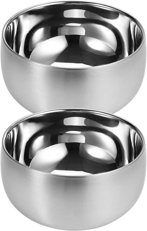2pcs Double-wall Vacuum Insulated Stainless Steel Bowl - 500ml Anti-shatterproof Soup, Appetizer, Snack, Ice Cream Bowl