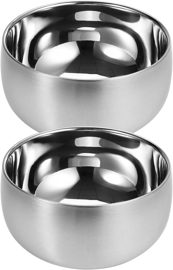 2pcs Double-wall Vacuum Insulated Stainless Steel Bowl - 500ml Anti-shatterproof Soup, Appetizer, Snack, Ice Cream Bowl