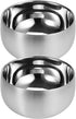 2pcs Double-wall Vacuum Insulated Stainless Steel Bowl - 500ml Anti-shatterproof Soup, Appetizer, Snack, Ice Cream Bowl