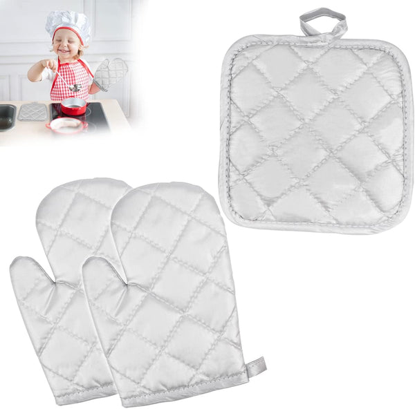 DOERDO 3 Pack Kid Oven Mitts for Children Heat Resistant Kitchen Mitts