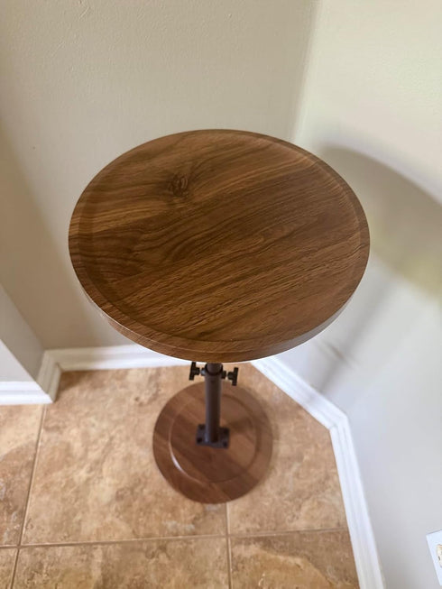 LAKEMID Small Round Side Table,Small Drink Tables,Height Adjustable Round End Table,Cocktail Table for Bathroom,Sofa