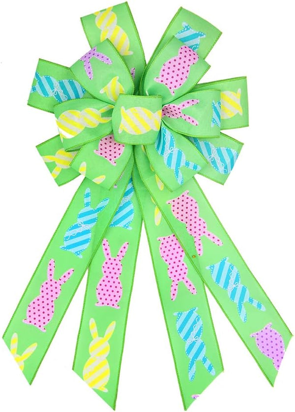Easter Large Wreath Bows, Spring Bunny Rabbit Bows for Wreath Decoration, Multilayer Bows for Home Door Decor
