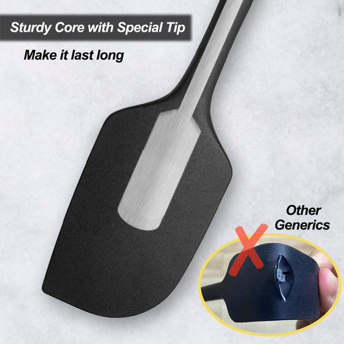 3 Pack Large Silicone Spatula Set, 600 F Heat Resistant Rubber for Baking, Cooking, Scraping, Mixing