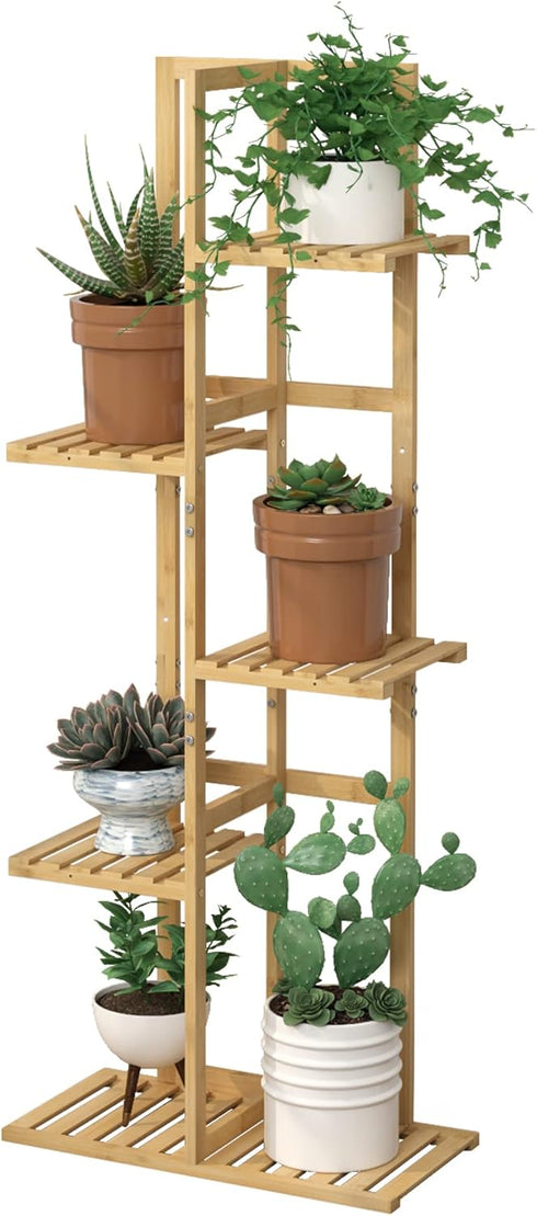 Laiensia Bamboo 5 Tier 6 Potted Plant Stand Rack Multiple Flower Pot