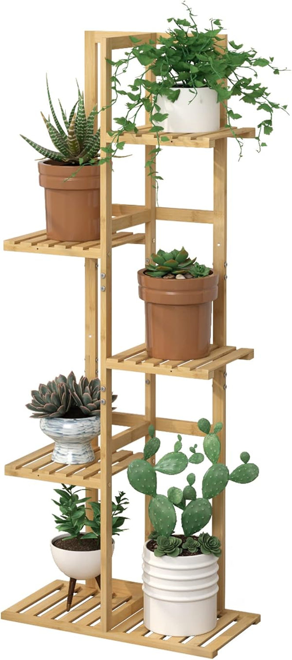 Laiensia Bamboo 5 Tier 6 Potted Plant Stand Rack Multiple Flower Pot