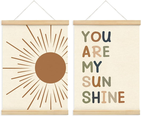 PLKMN You Are My Sunshine Wall Decor Set of 2, Nursery Decor
