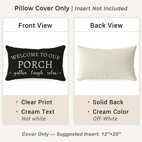 12x20 Inch Set 2 Cozy PANDICORN Welcome to Our Porch Stay Awhile Farmhouse Black and White Outdoor Lumbar Decorative