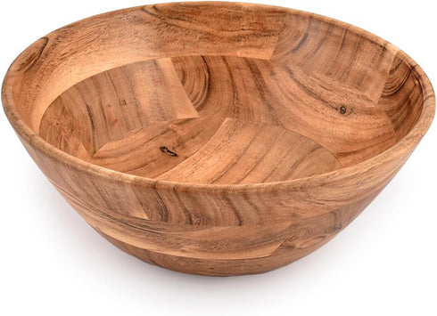 Acacia Wood Fruit Bowl, 10" x 10" x 4", Serving Dish for Fruits or Salads, Beautiful Kitchen Decor