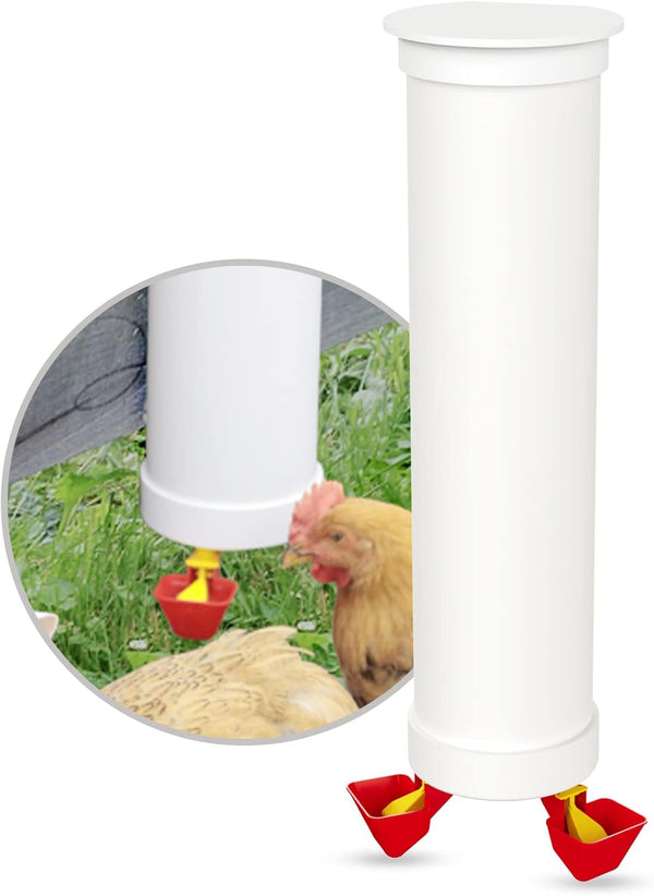VOSON 1 Gallon Hanging Chicken Waterer with Two Automatic-Fill Water Cups -