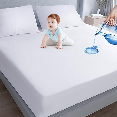 Waterproof Mattress Protector Twin Size, Smooth Top Cover for Kids, Breathable Skin Friendly Noiseless Fitted Sheet