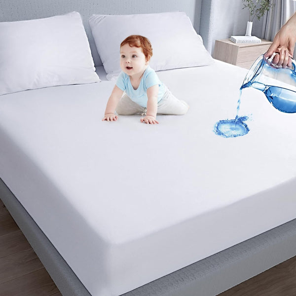 Moonsea Waterproof Mattress Protector Twin Extra Long (XL), Smooth Top Cover for Kids, Breathable Fitted Sheet