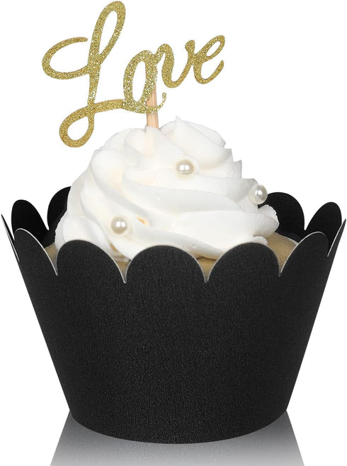 KPOSIYA Set of 100 Artistic Bake Cake Cups, Filigree Little Vine Lace Cupcake Wrapper Liner for Party Decoration