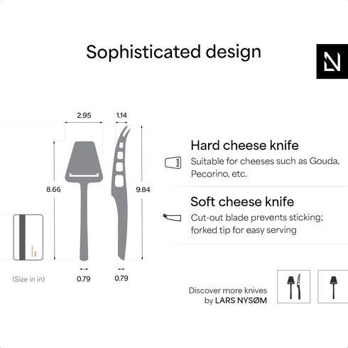 Set 2 Set LARS NYSM Cheese Slicer and Knife pcs. I Cheese Knife & Cutter Made of Stainless Steel (Stainless Steel)