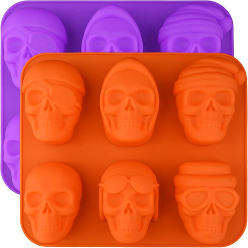 Skull Cake Molds Silicone, Large Size Halloween Baking Molds for Mini Cakes, Handmade Soap, Chocolate, Pudding, Jello,