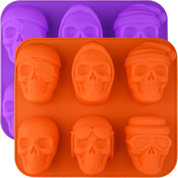 Skull Cake Molds Silicone, Large Size Halloween Baking Molds for Mini Cakes, Handmade Soap, Chocolate, Pudding, Jello,