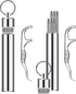 7Pcs Portable Stainless Steel Toothpicks Pocket Set, Reusable Metal Cleaning Kit with Holder for Outdoor Travel