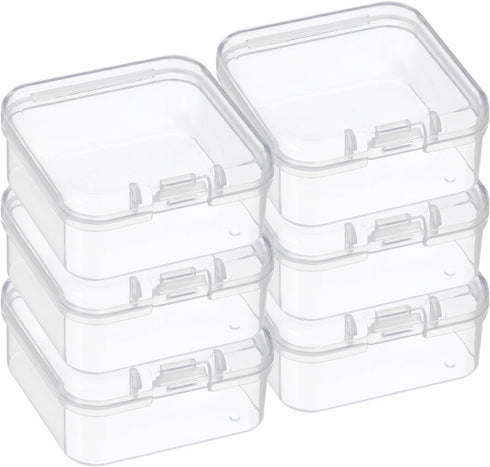 PATIKIL Clear Storage Box, 4.5x4.5x2.5in, 6Pack Stackable Plastic Organizer Container for Bead Jewelry Art