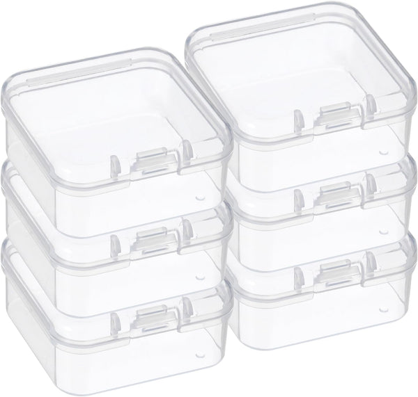 PATIKIL Clear Storage Box, 4.5x4.5x2.5in, 6Pack Stackable Plastic Organizer Container for Bead Jewelry Art