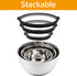 Rorence Stainless Steel Mixing Bowls Set - 3 Nesting Metal Salad Bowls with Transparent Lids, Non-slip Silicone Bottom