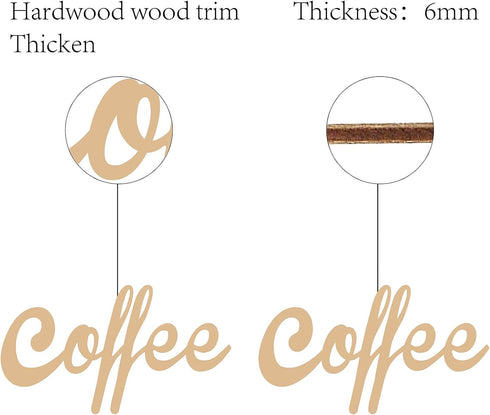CREATCABIN Laser Cut Wood Sign Wall Art, Coffee Letter Decorative Wall Sculpture Hanging Decor for Housewarming, 25 x