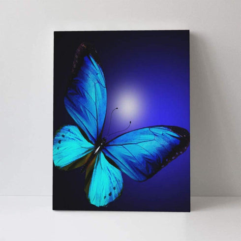 Blue Butterfly Canvas Wall Art, Butterflies Prints Home Decor Picture for Bedroom, Bathroom, Kitchen Office (12"x16")