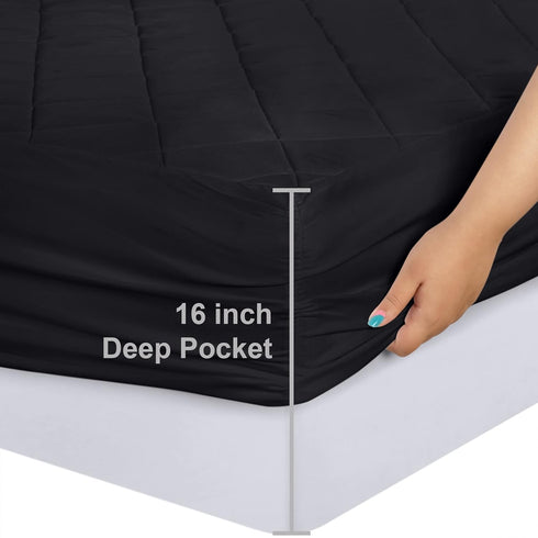 Utopia Bedding Quilted Fitted Mattress Pad (King), Elastic Protector, Stretches up to 16 Inches Deep, Machine Washable