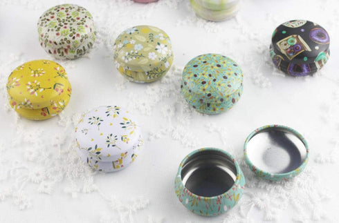 Candy Tins Jars Colorful Flower Metal Tin with Lid, Empty Round Storage Tins for Making Candles, 12 Pack