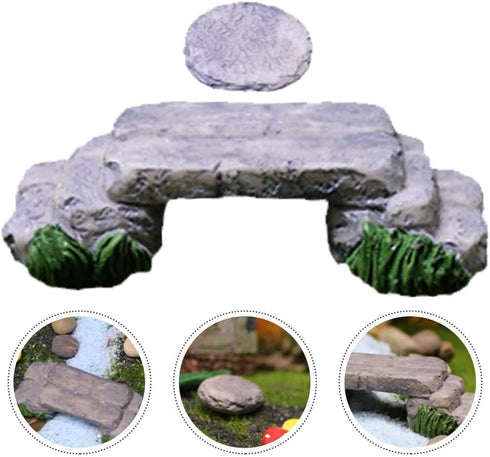 Yardwe Miniature Garden Bridge Statue Set, Micro Landscape Decorations, Stepping Stone DIY Mini Resin Bridge, Bonsai