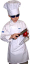 CHEFSKIN Small White Kid Children Chef Set (Apron + Hat) Lite Fabric Fits 2-8