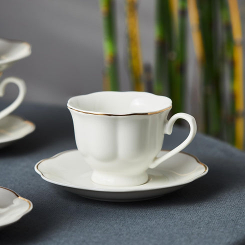 Set 6 12 Set (3 oz) KARACA an Turkish Coffee Cup for People - Piece Cups with Saucers - Small Porcelain Espresso