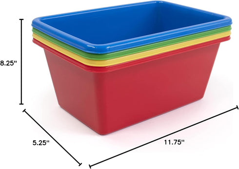 Humble Crew Toy Storage Bins for Kids, Set of 4, Small, Primary Colors, Sturdy Plastic Storage Bins
