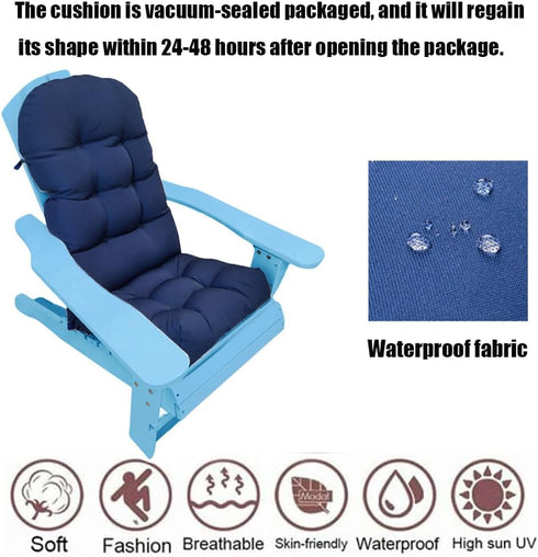 Gfgift Cushion,44inch Waterproof Adirondack Chair Rocking Chair Cushion,High Back Patio Cushions Indoor and Outdoor
