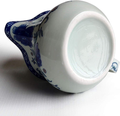 Blue White Peony Flower Teapot, 500ml Porcelain Kettle with Stainless Infuser (Mudan Flower)