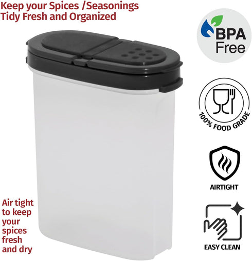 SIGNORA WARE Spice Jars with Lids, 8 oz Refillable Airtight Spice/Seasoning Containers Set, 2 in 1 Pour/Sift Shaker